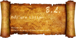 Bögre Lilian névjegykártya